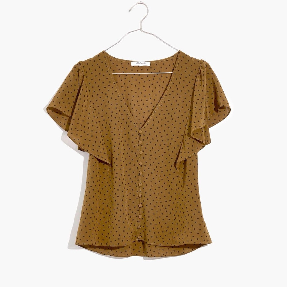 Madewell Silk Carmelita Polka Dot Top